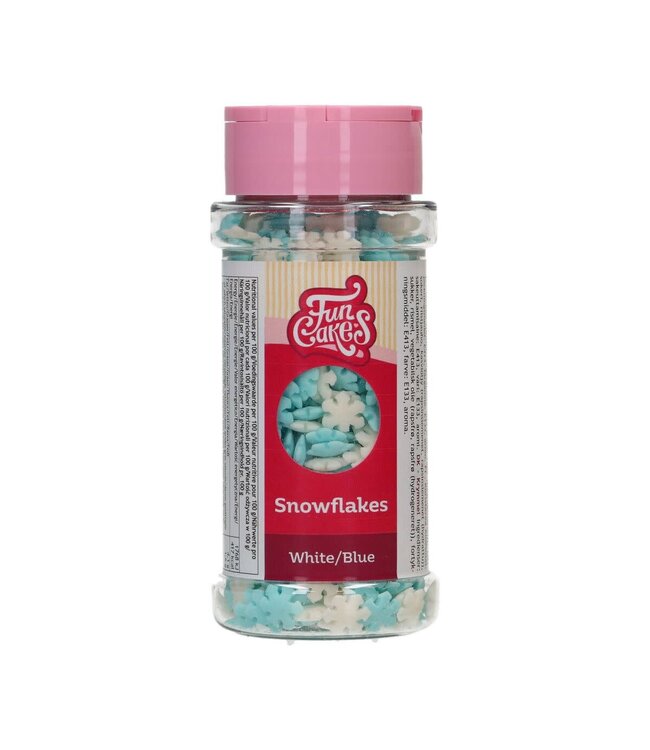 Funcakes Funcakes sprinkles sneeuwvlokken wit/ blauw 50 gram