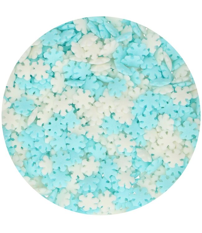 Funcakes Funcakes sprinkles sneeuwvlokken wit/ blauw 50 gram
