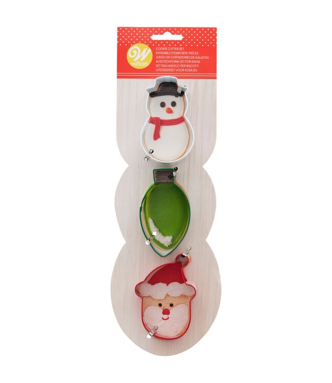 Wilton Wilton koekjes uitsteker sneeuwpop/kerstlampje/kerstman set 3 stuks
