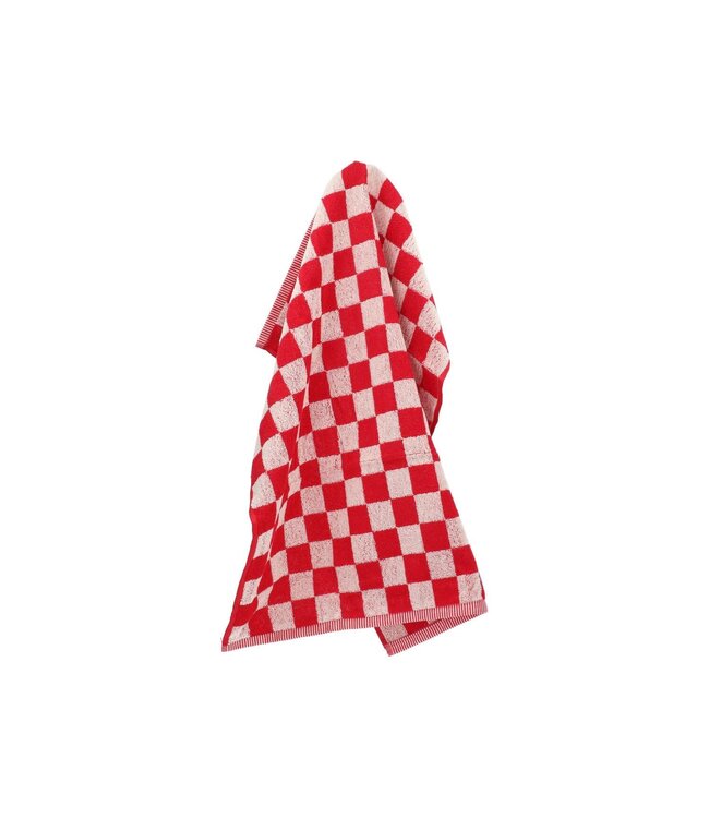 Bunzlau Castle Bunzlau handdoek blok rood  GOTS 60x53 cm