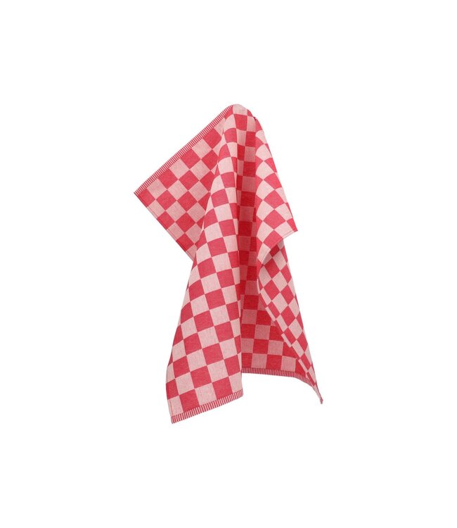 Bunzlau Castle Bunzlau theedoek blok rood  GOTS 60x53 cm