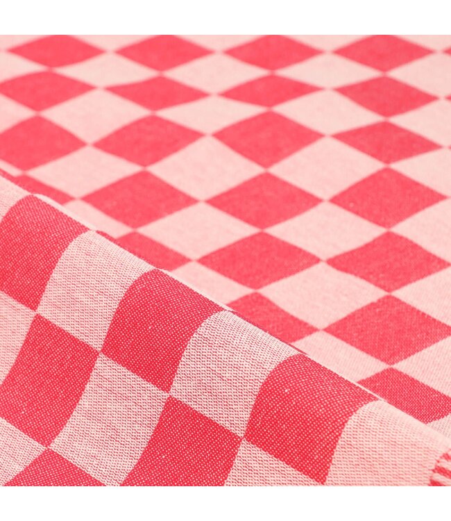 Bunzlau Castle Bunzlau theedoek blok rood  GOTS 60x53 cm