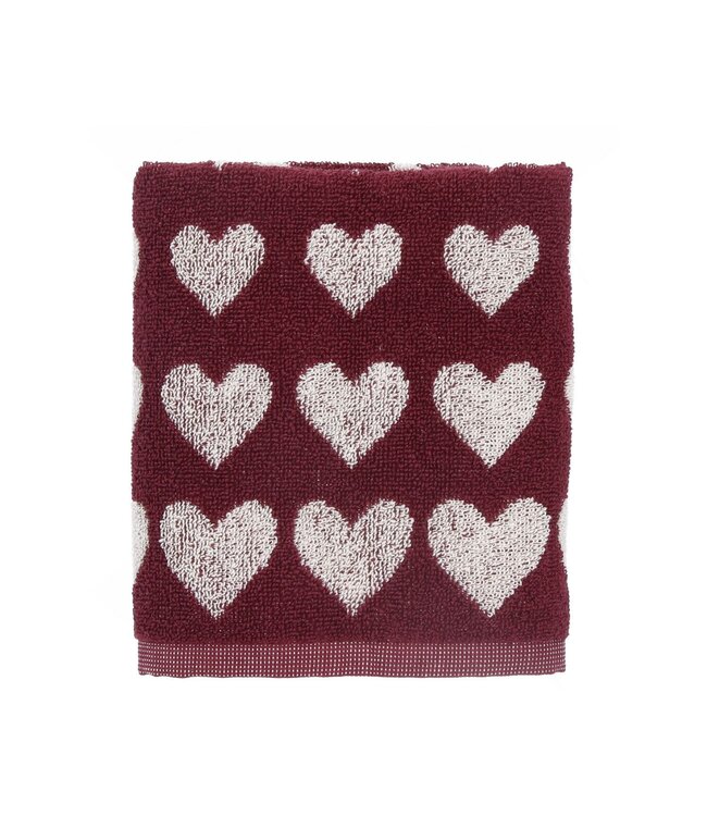 Bunzlau Castle Bunzlau handdoek Hearts Burgundy GOTS