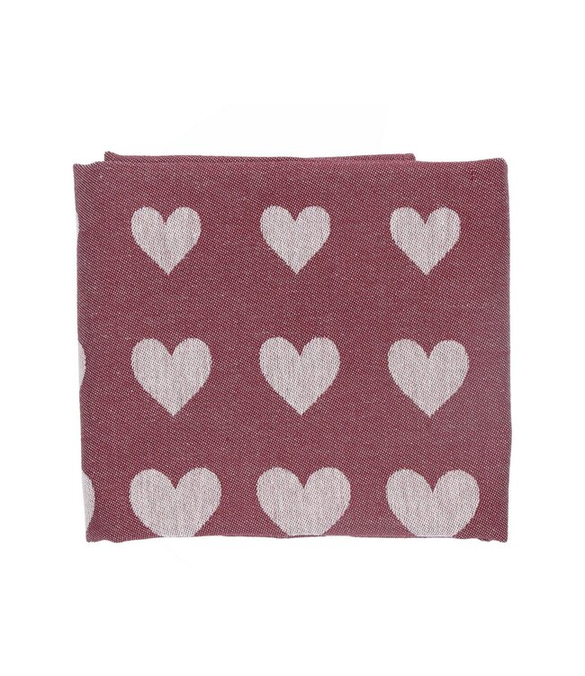 Bunzlau Castle Bunzlau theedoek Hearts Burgundy GOTS