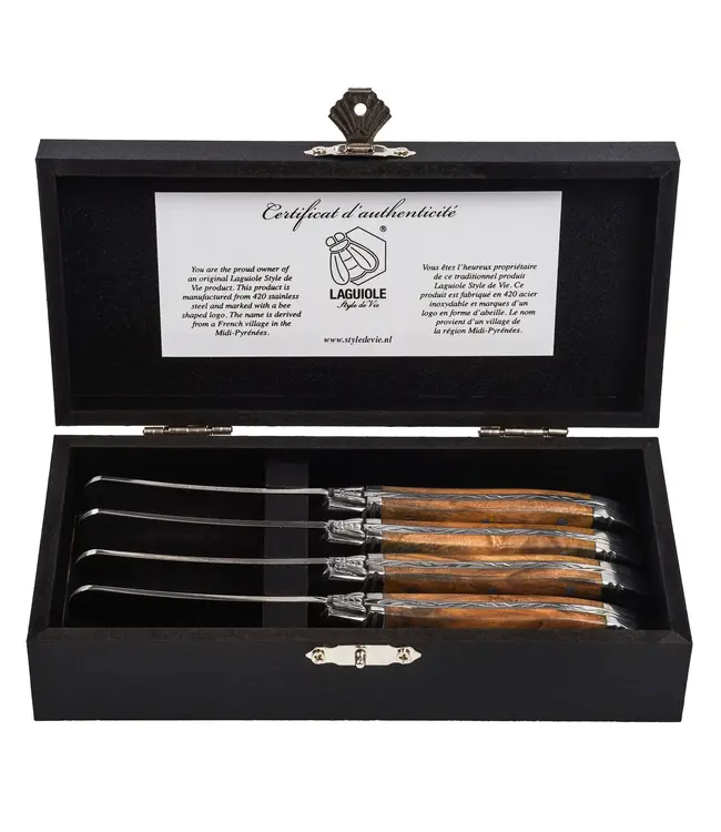 Laguiole Laguiole Luxury Line botermesjes 4 dlg olijfhout