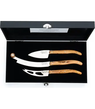Laguiole Laguiole kaasmessen set Luxery line 3 stuks olijfhout V2