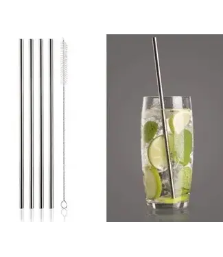 Vacuvin Vacu Vin RVS rietjes set 4 stuks met reinigingsborsteltje