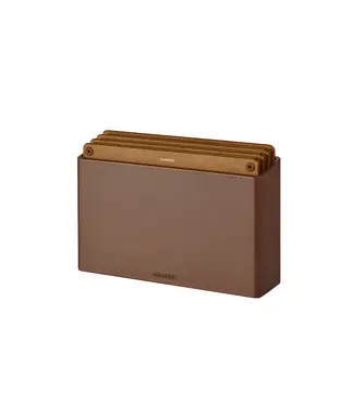 Combekk Combekk set 4 stuks snijplanken inclusief houder Bruin/Bruin