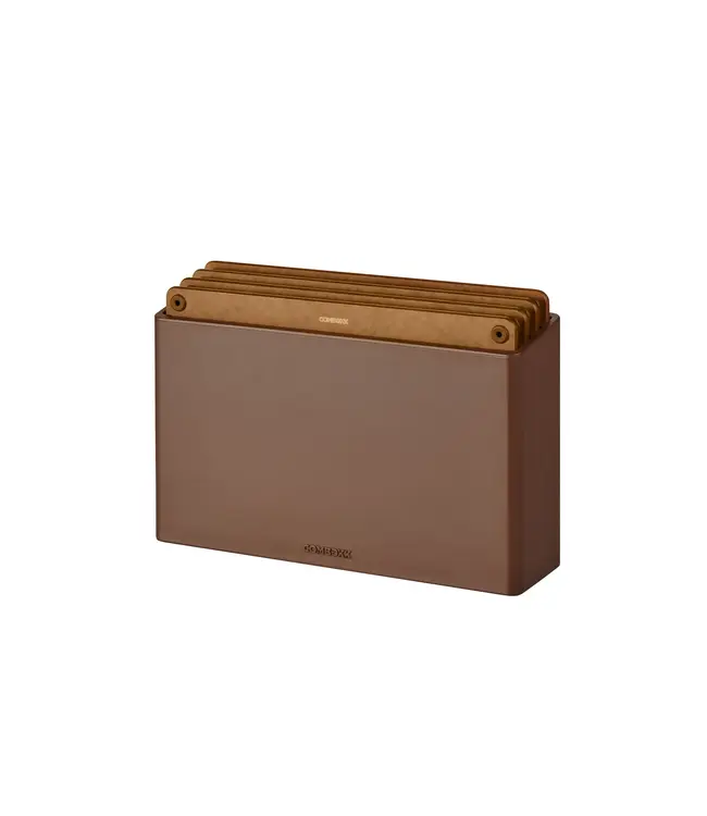 Combekk Combekk set 4 stuks snijplanken inclusief houder Bruin/Bruin