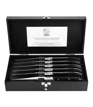 Laguiole Laguiole Steakmessen Luxury line 6 stuks zwart pakkahout