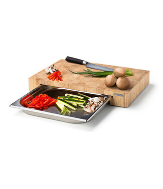 Continenta Continenta kopshouten hakblok rubberhout 39x27x6.5cm met rvs Gastronormbak