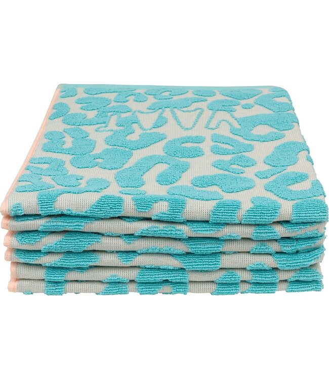 Vaat VAAT Keukenhanddoek I love Leopard 2 Turquoise/ Soft Pink 50x60 cm