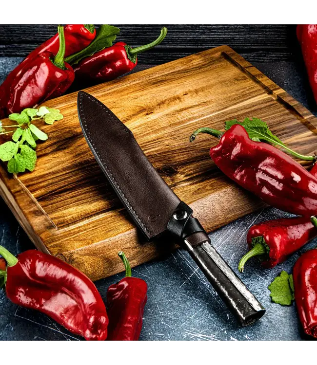 Forged Forged leren beschermhoes koksmes 21.5 cm