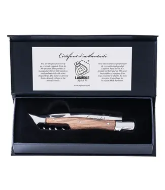 Laguiole Laguiole Luxury Line zakmes met kurkentrekker olijvenhout