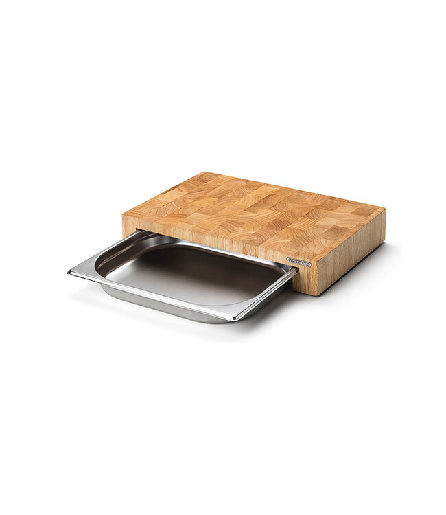 Continenta Continenta kopshouten hakblok rubberhout 39x27x6.5cm met rvs Gastronormbak