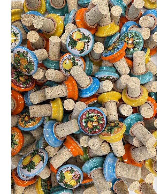 Bella Roba flessen stopper kurk / ceramiek  Lmone  assorti