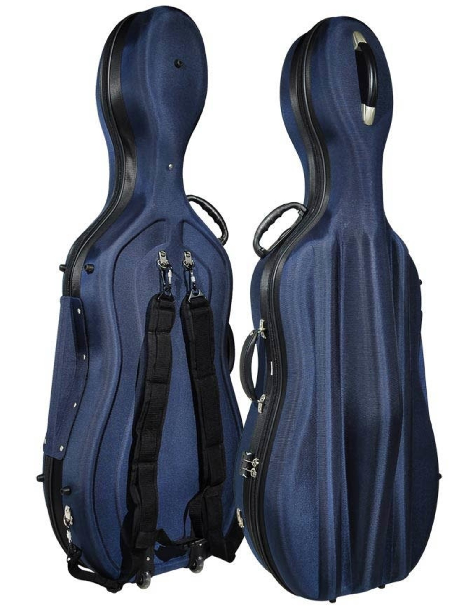 vormkoffer cello, 4/4, zacht schuimrubber, 2 wieltjes, 2 schouderriemen, slot, donkerblauw