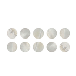 Parelmoer oogjes, Pearl eyes, makassar, white pearl, 10-pack, diameter: 6,0 mm. DOOS