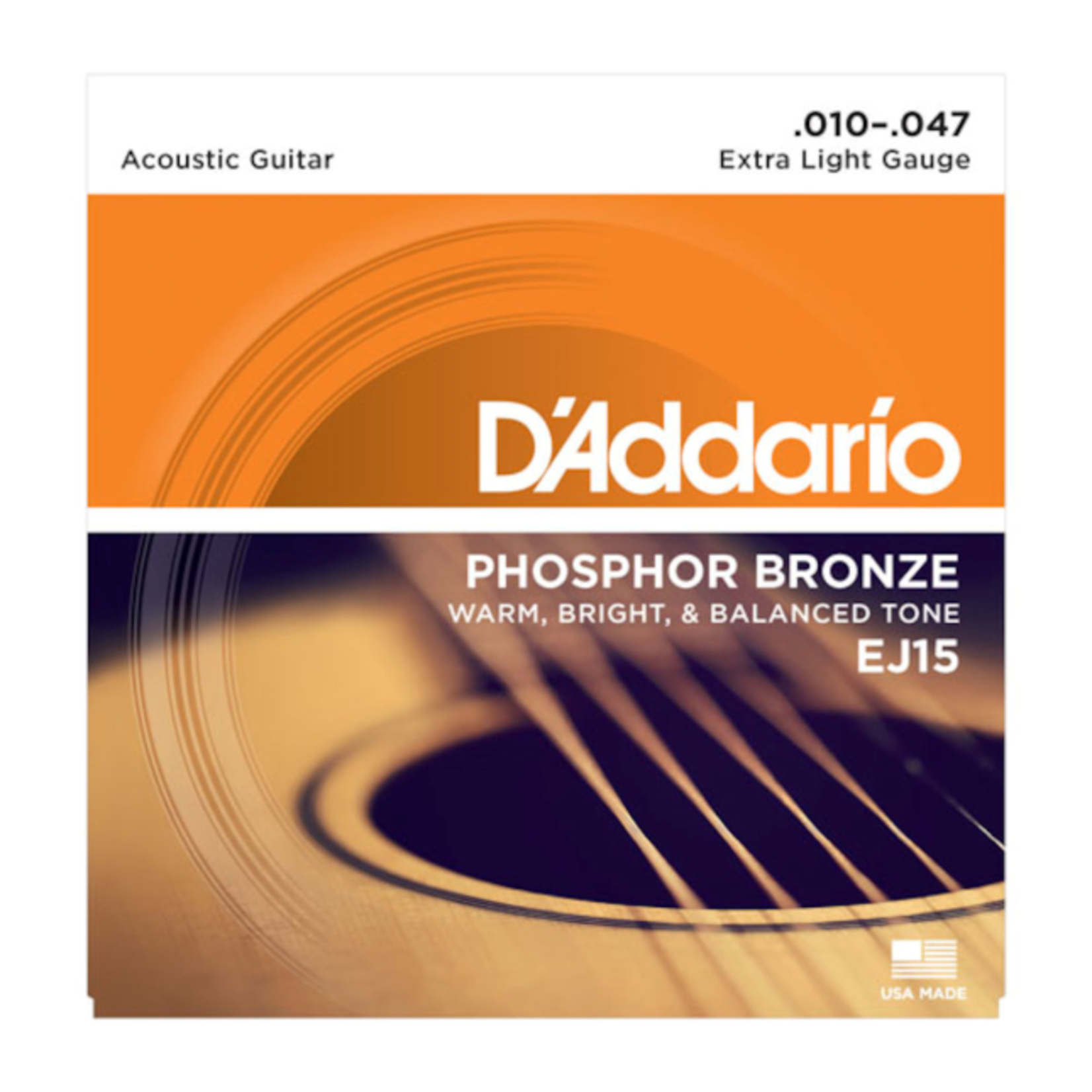 D'ADDARIO cordes pour guitare acoustique EJ15, phosphor bronze