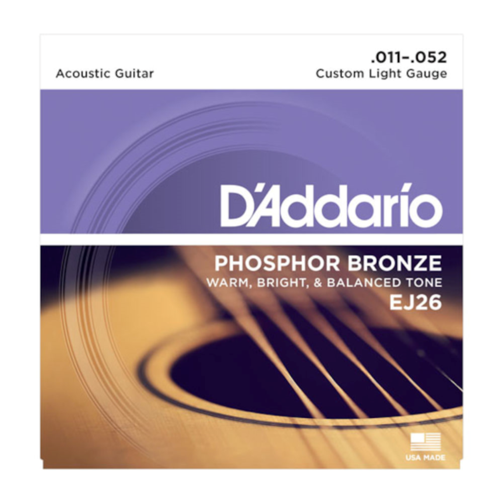 D'ADDARIO snarenset voor akoestische gitaar EJ26, phosphor bronze