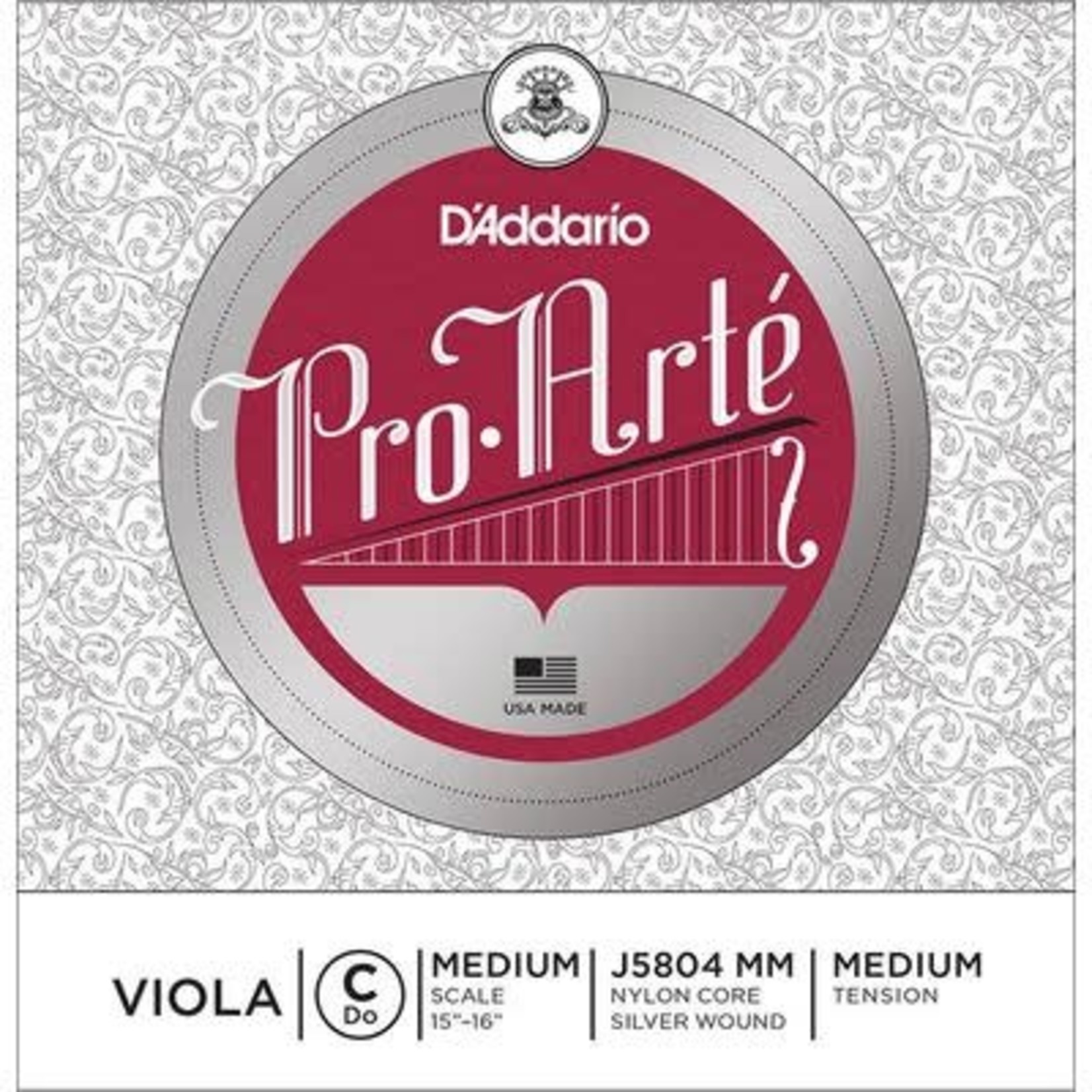 DADDARIO Pro Arte snaar voor altviool, do (C-4) 15-16, medium, silver