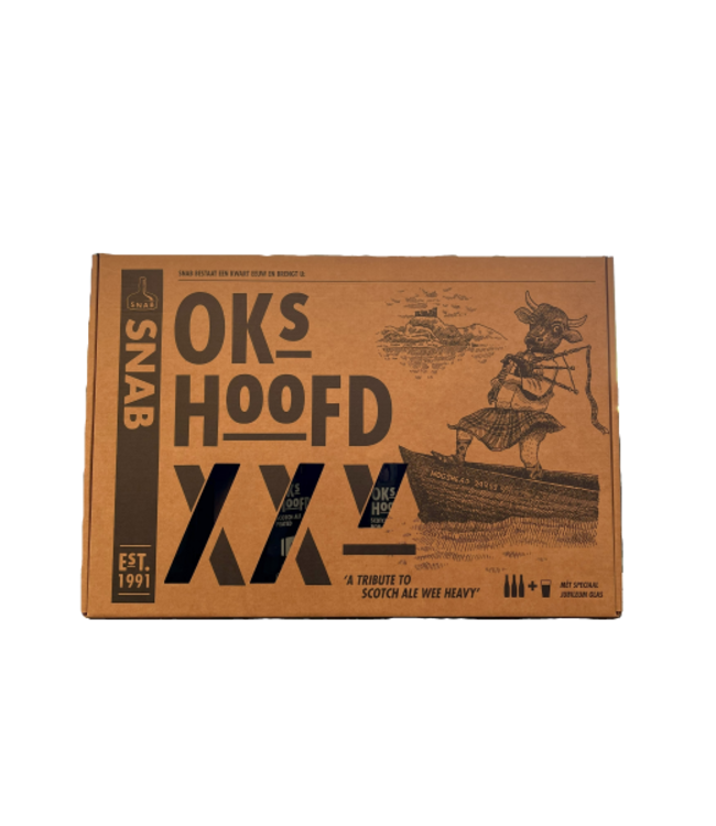 SNAB SNAB Okshoofd Cadeauverpakking. 3x375ml + Glas
