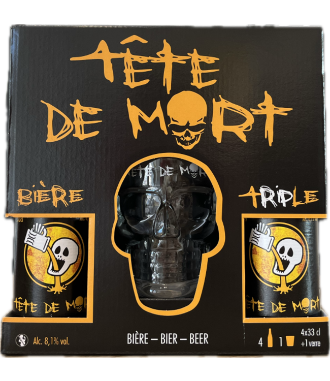 Du Bocq Tete De Mort cadeauverpakking 4-pack + Glas