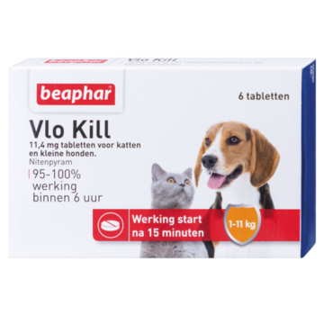 Beaphar Beaphar vlokill+ hond kat tot 11 kg 6 tabl