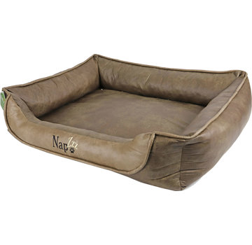 NapZZZ Divan leatherlook duo donkerbruin bruin 100x80 cm