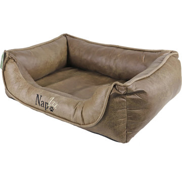 NapZZZ Divan leatherlook duo donkerbruin bruin  80x60 cm