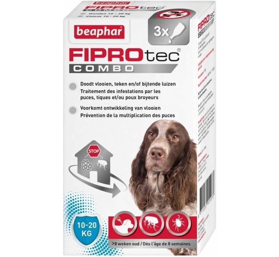 Beaphar Fiprotec combo hond 10-20kg 3 pip