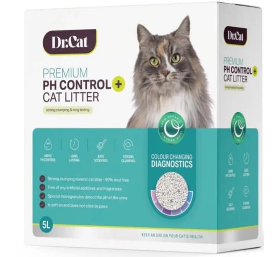 Dr. Cat Premium PH Control+ Kattenbakvulling  pH-indicator  Klontvormend  6 liter