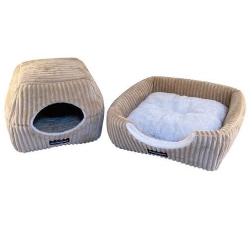 Thermoswitch EVIA - S - Beige - 2-in-1 huisdierbed - verandert van open mand naar een iglo