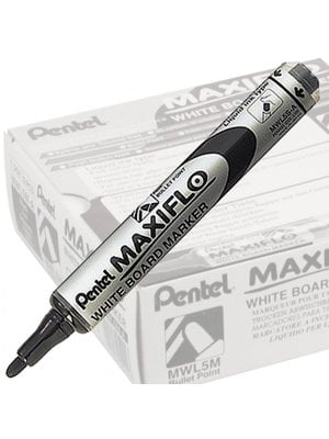 Pentel Maxiflo Whiteboard Marker MWL5M Zwart - 12 stuks