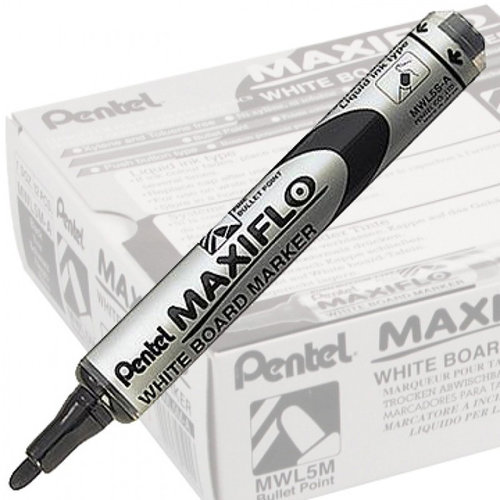 Pentel Maxiflo whiteboard marker MWL5M zwart - per stuk