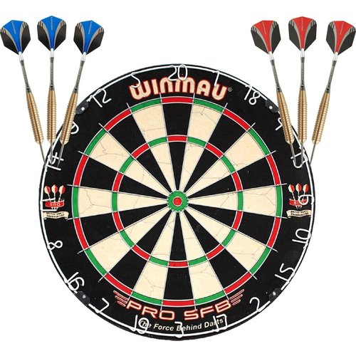 ABCDarts Winmau Pro SFB Dartbord + 2 Sets ABCdarts Sniper Gold Darts Dartpijlen