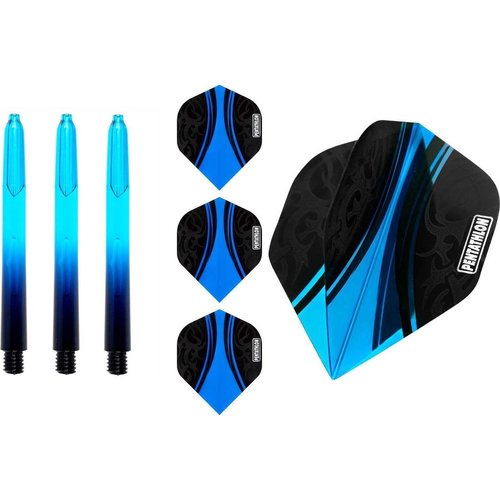 ABCDarts Pentathlon - Dart flights en Medium Dart Shafts - Blauw - 3 sets