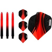 Dart flights en Medium Dart Shafts - Rood - 3 sets