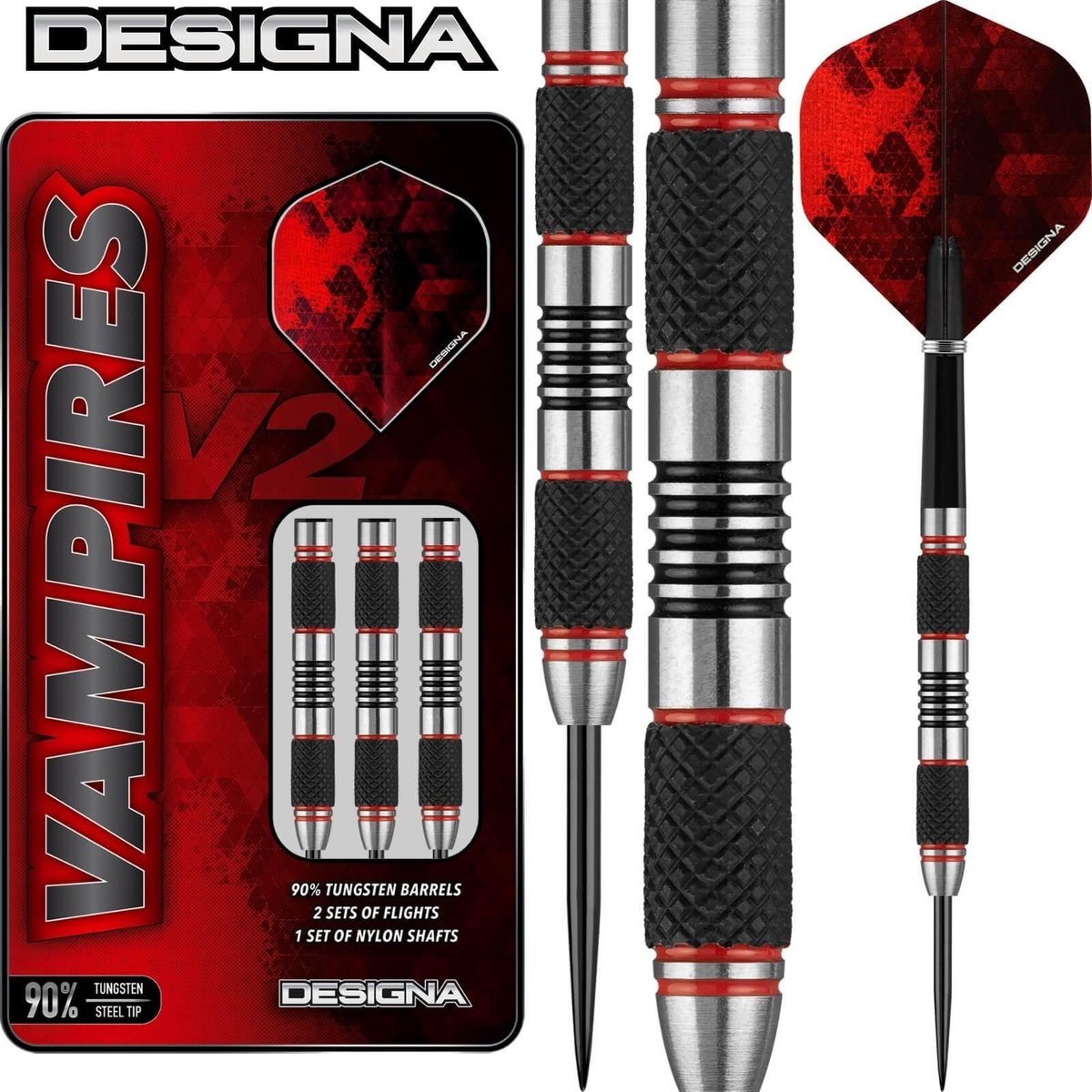 abcdarts dartpijlen 90% wolfraam Amberjack 22 gram met flights, shafts en portemonnee