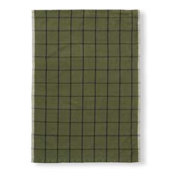 Ferm Living Hale Yarn Dyed Linen Tea Towel - Green/Black