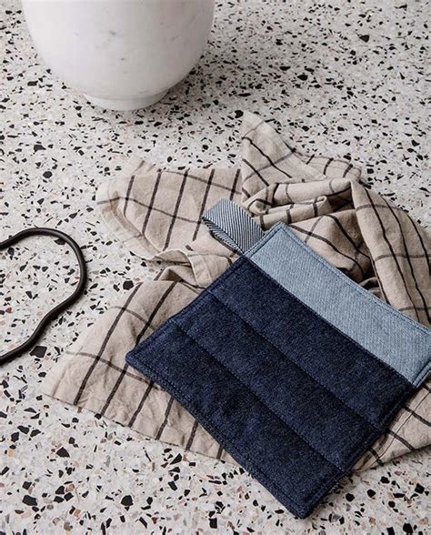 Ferm Living Hale Yarn Dyed Linen Tea Towel- Sand/Black