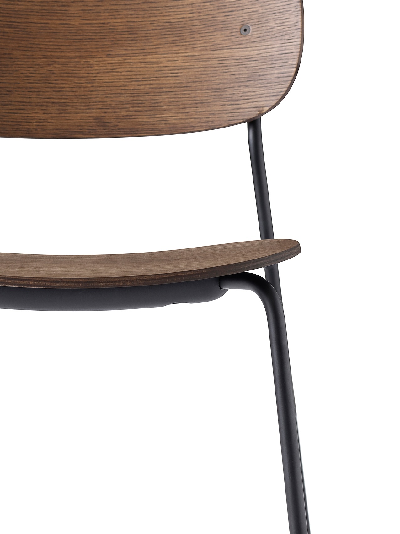 Audo Copenhagen Co Dining Chair, Black Steel Base, Dark Stained Oak Seat and Back