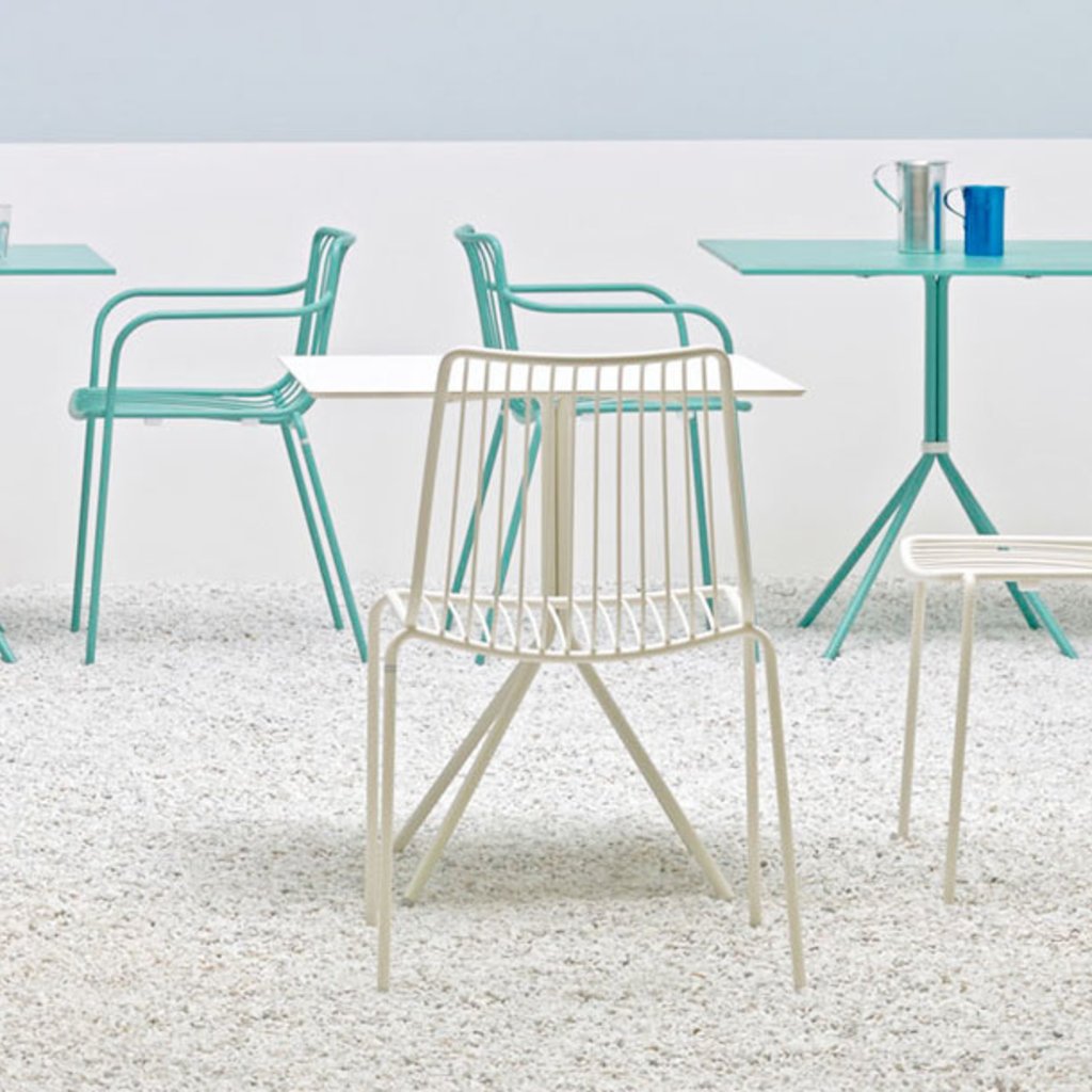 Pedrali Armchair NOLITA with low back 3655, light blue powder coated for outdoor (AZ100)