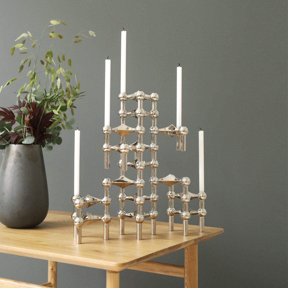 STOFF Nagel STOFF Nagel candle holder set with 3 pcs 6,5 x 10,2 CHROME