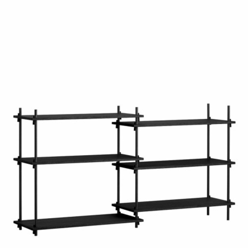 Moebe Shelving System Low double, black