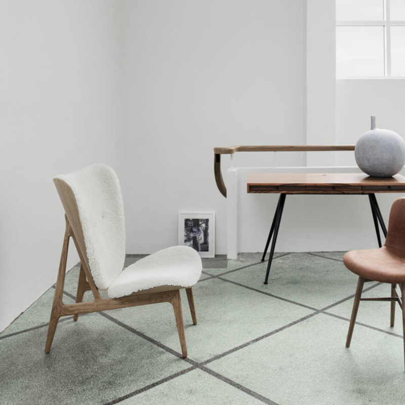 Norr11 Elephant Lounge Chair - Natural Oak + Sheepskin off white