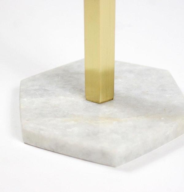 Ferm Living Hexagon Paper Towel Holder / Kitchen Towel Stand - White Marble & Brass