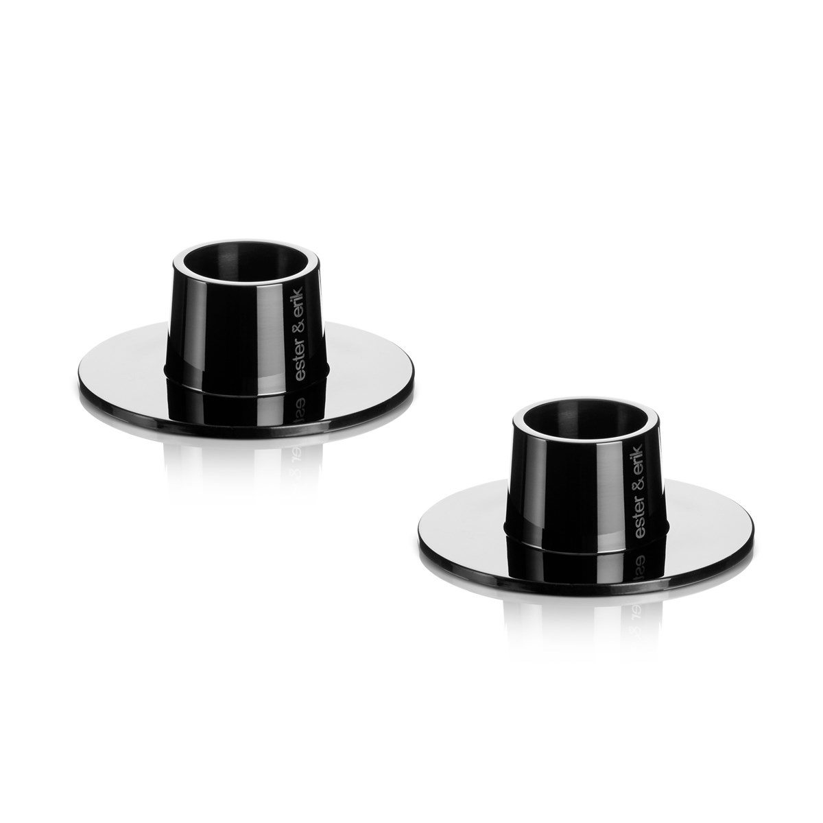Ester & Erik Candle Holder - medium - SHINY BLACK - 2 stuks