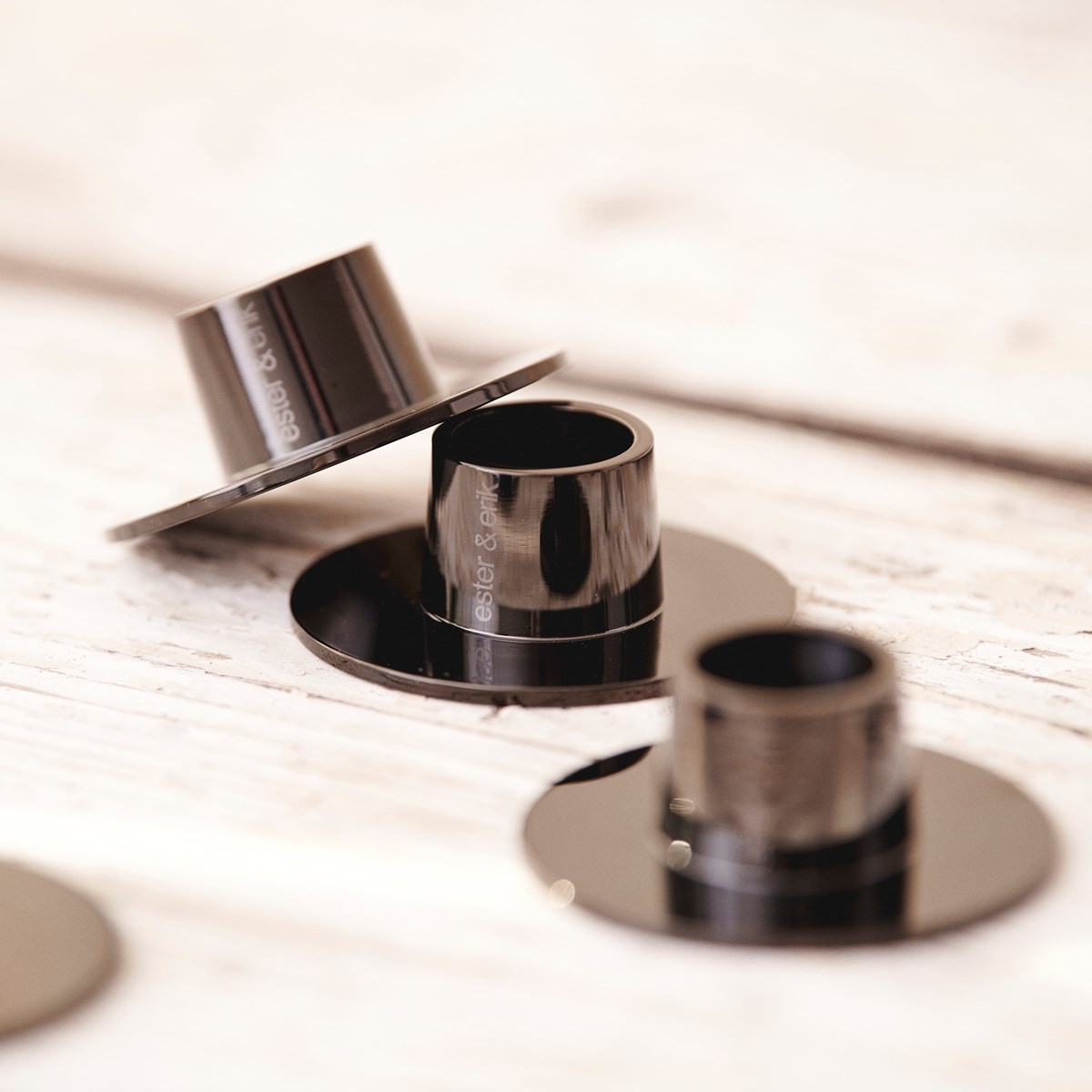 Ester & Erik Candle Holder - medium - SHINY BLACK - 2 stuks