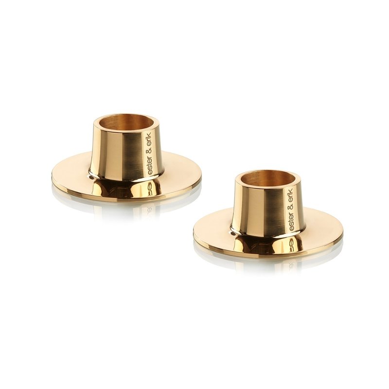 Ester & Erik Candle Holder - medium - SHINY GOLD - 2 stuks